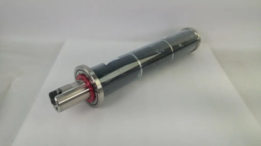 Applied Materials 0190-46087 indexer bellows assembly with flange, red split collar and shaft