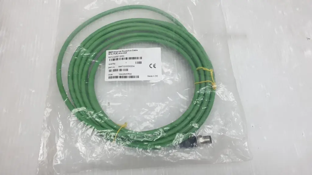 B&R X67CA0E61.0050 green POWERLINK cable coiled in its labelled bag