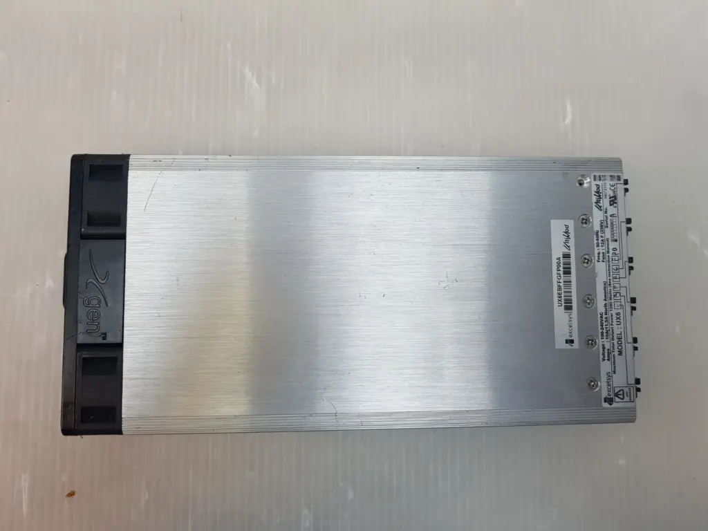 Excelsys UltiMod UX6 1200 W modular power supply, top view of the aluminium case