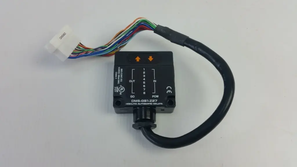 Hokuyo DMS-GB1-Z27 optical data transmission device with lead harness and white CN580 connector