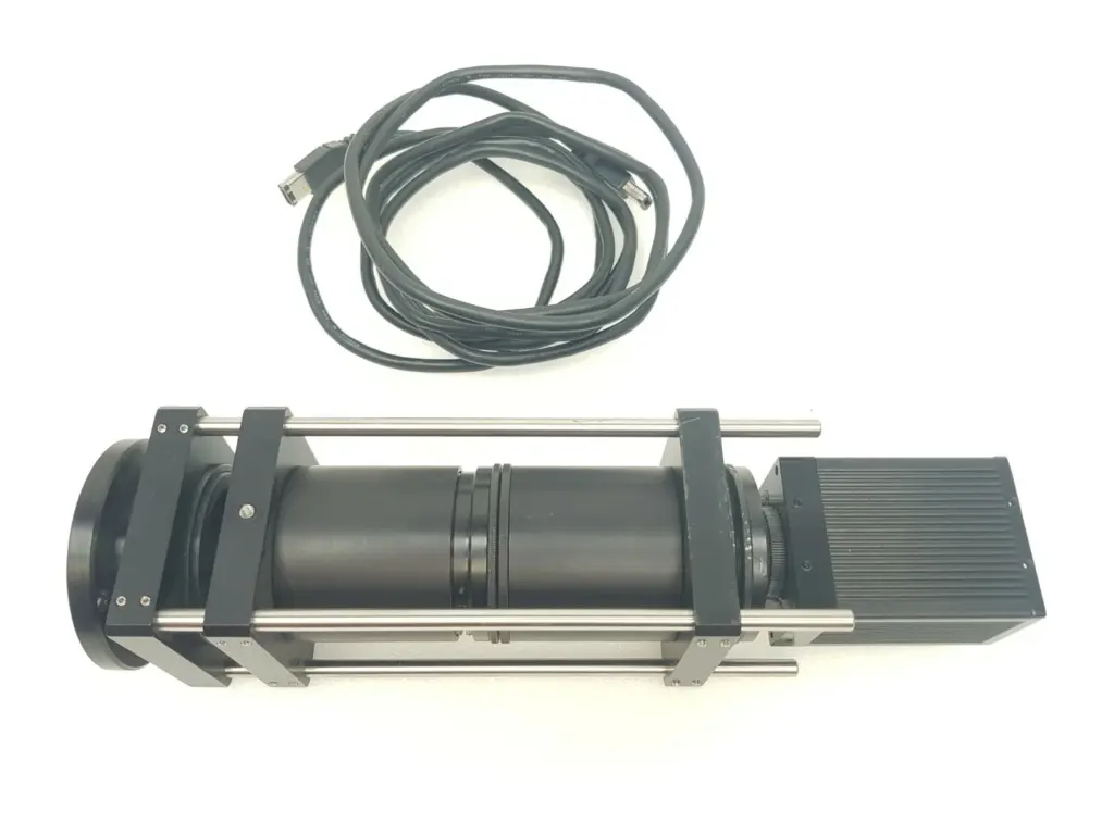 ISG LightWise LW-5-S-1394-C camera on a caged optical tube with black interface cable