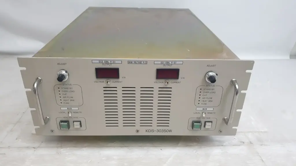 Kyoto Denkiki KDS-30350W dual-output DC power supply, front panel with two meters and status lamps