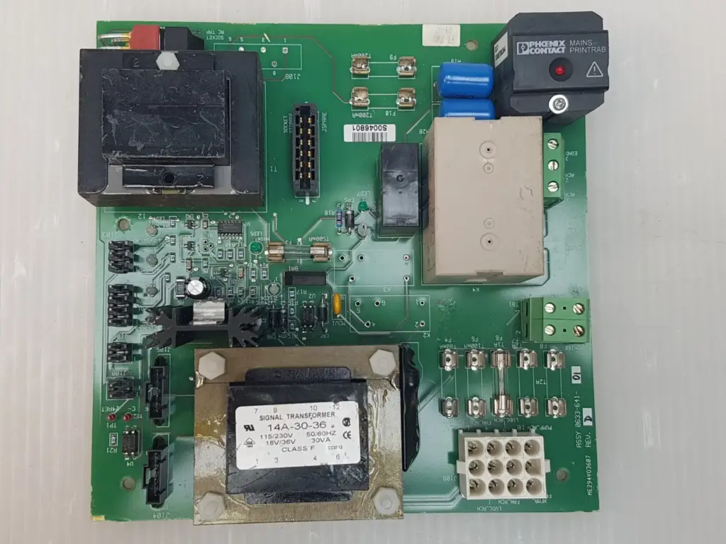 Lumenis ASSY 0633-641-01 Rev D AC power board with potted transformer and Phoenix Contact surge module