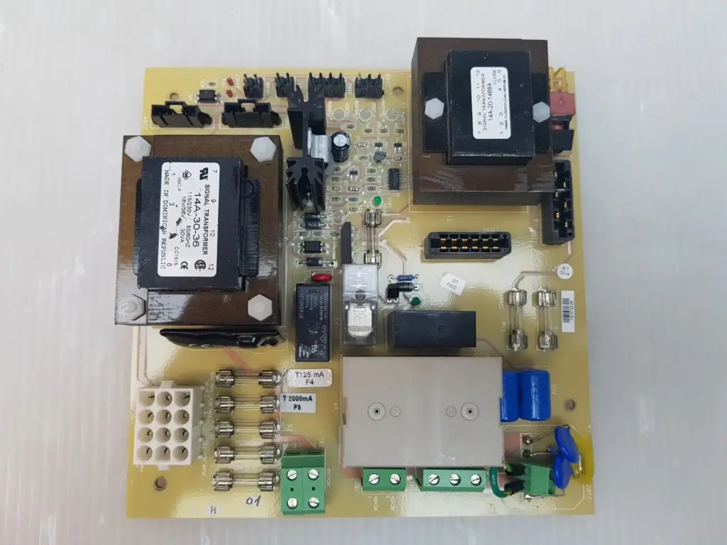 Used Lumenis 0633-641-01 Rev H circuit board on a tan PCB, component side