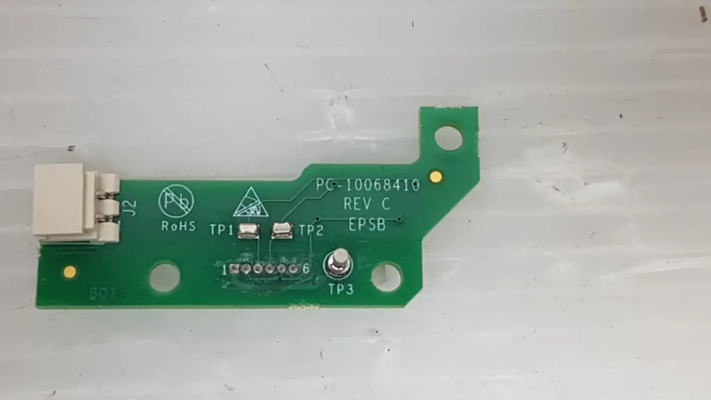 Lumenis PC-10068410 Rev. C EPSB board, BOT side with 3-pin connector J2 and test points