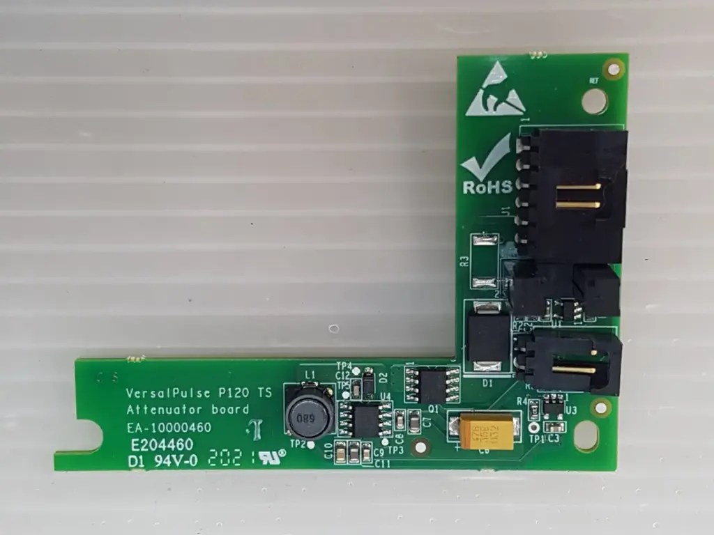 Lumenis VersaPulse P120 TS attenuator board EA-10000460, component side of the L-shaped PCB
