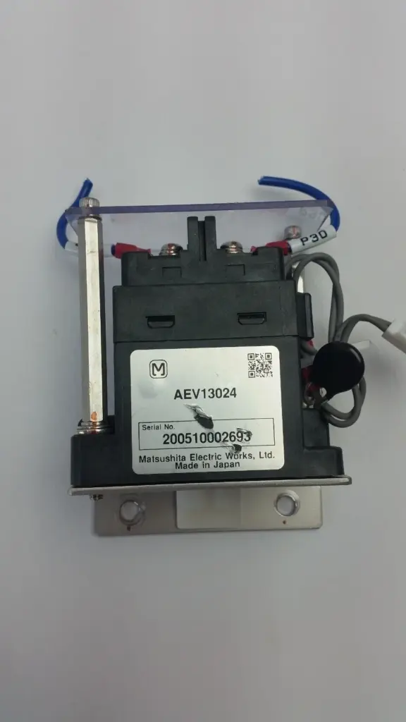 Matsushita AEV13024 EV relay on a metal bracket with clear cover plate and wiring
