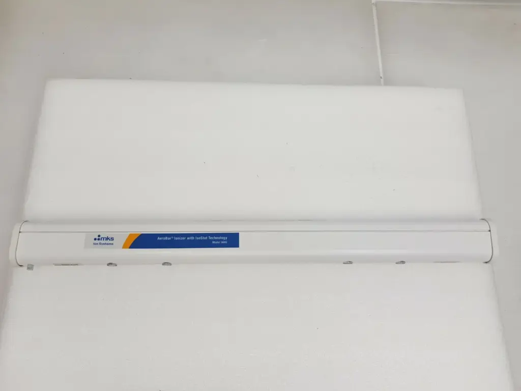 MKS Ion Systems AeroBar Model 5685 ionizing bar lying on white foam