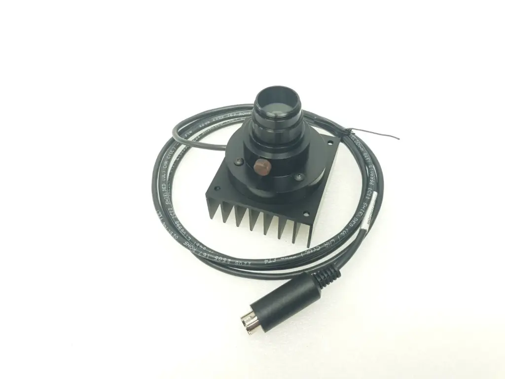 Navitar BrightLight LED coaxial illuminator with finned heatsink and coiled cable
