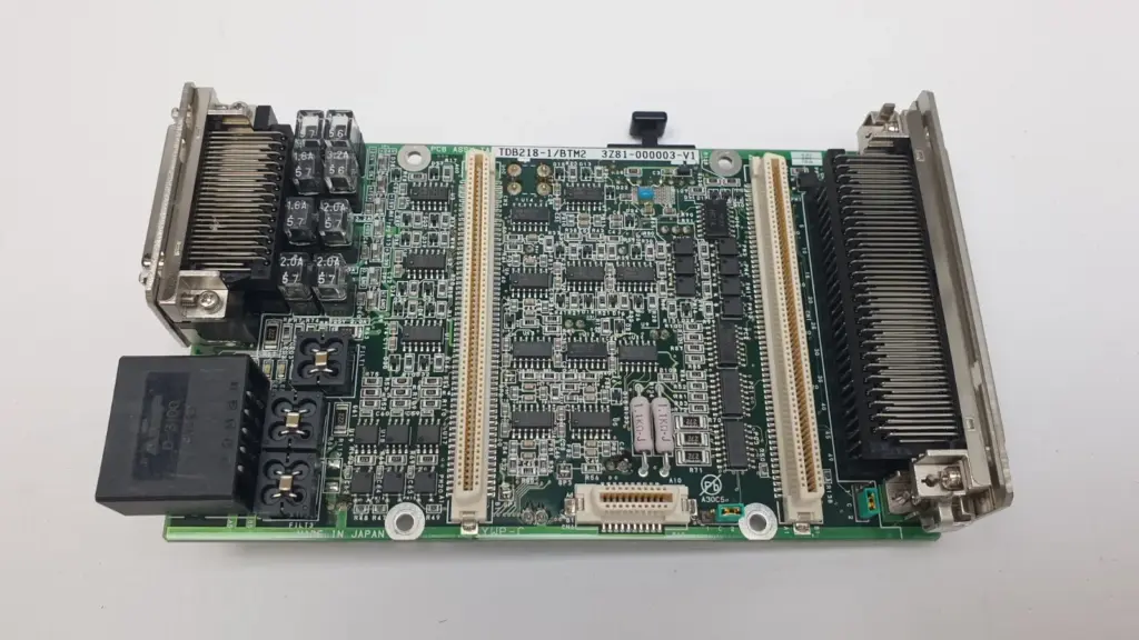 Tokyo Electron 3Z81-000003-V1 TDB218-1/BTM2 board assembly, connector side with fuses and slot connectors