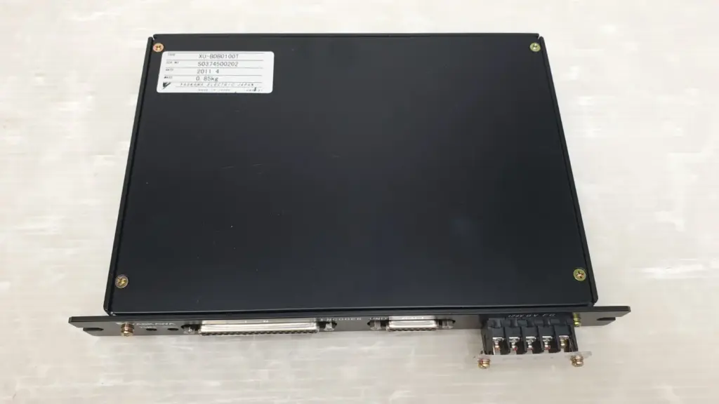 Yaskawa XU-BDB0100T encoder unit, black enclosure with front panel connectors and terminal block
