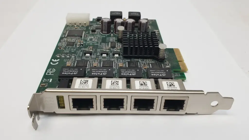 ADLINK PCIe-GIE64+ 4-port PoE GigE Vision frame grabber, bracket with four RJ45 ports