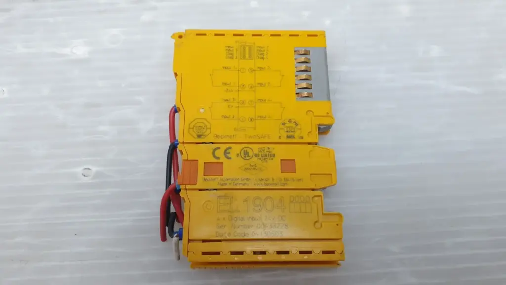 Beckhoff EL1904 TwinSAFE terminal side label with wiring diagram, Ser. Number 00433228