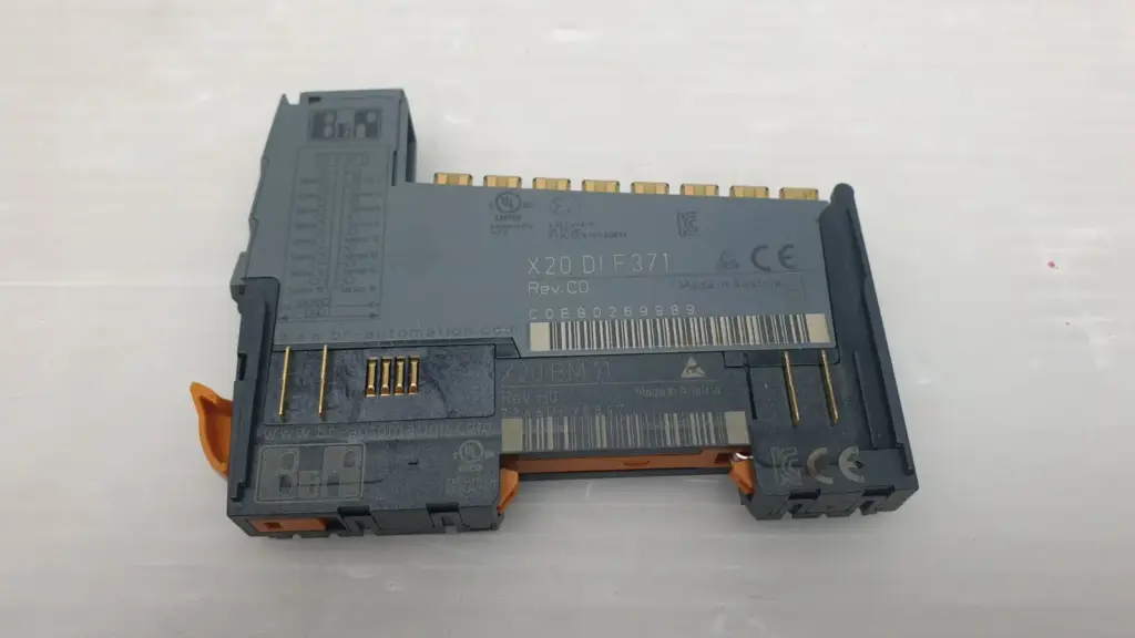 B&R X20 DI F371 Rev. C0 digital input module on an X20 BM 11 bus module, label side