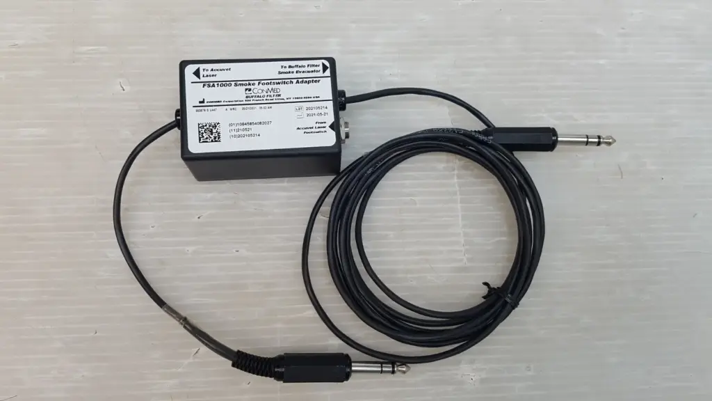 Buffalo Filter FSA1000 smoke footswitch adapter with two cables and stereo phone plugs