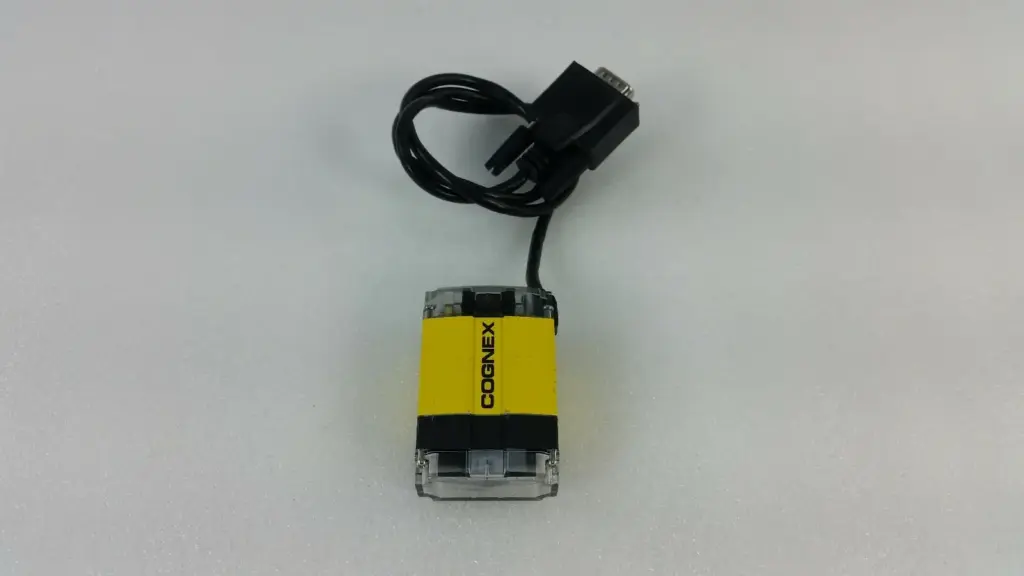 Cognex DataMan 100 DM100Q yellow ID reader with attached cable