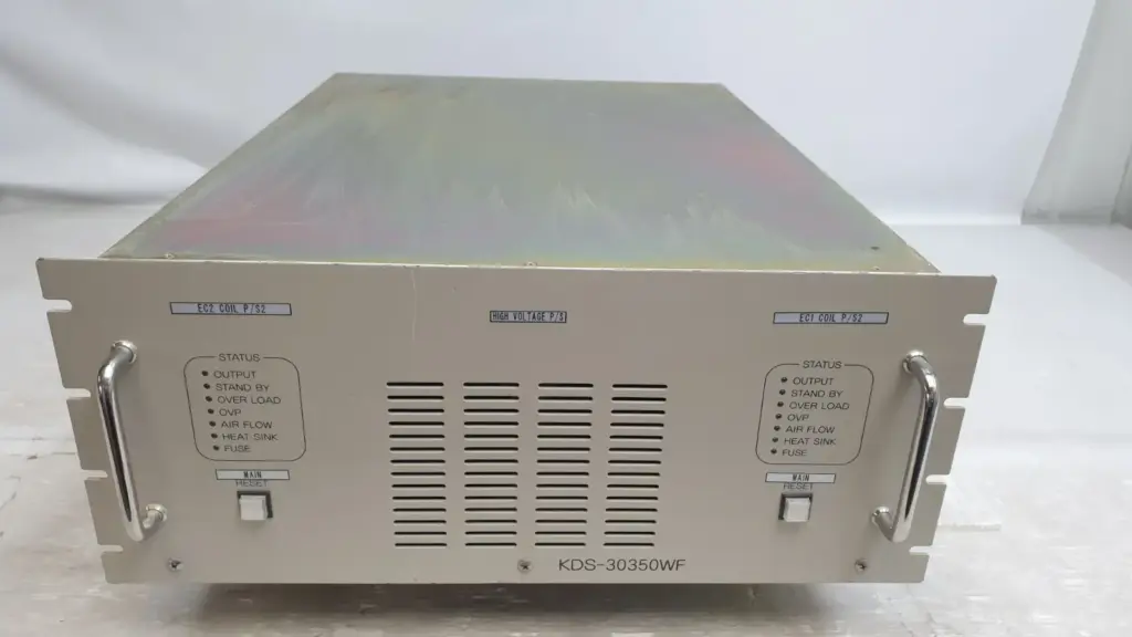 Kyoto Denkiki KDS-30350WF rack-mount DC power supply, front with two status panels