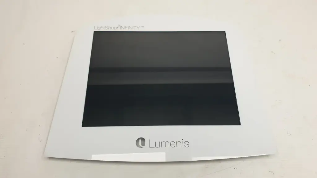 Lumenis LightSheer INFINITY LCD assembly front, white bezel with 12.1 inch screen and Lumenis logo