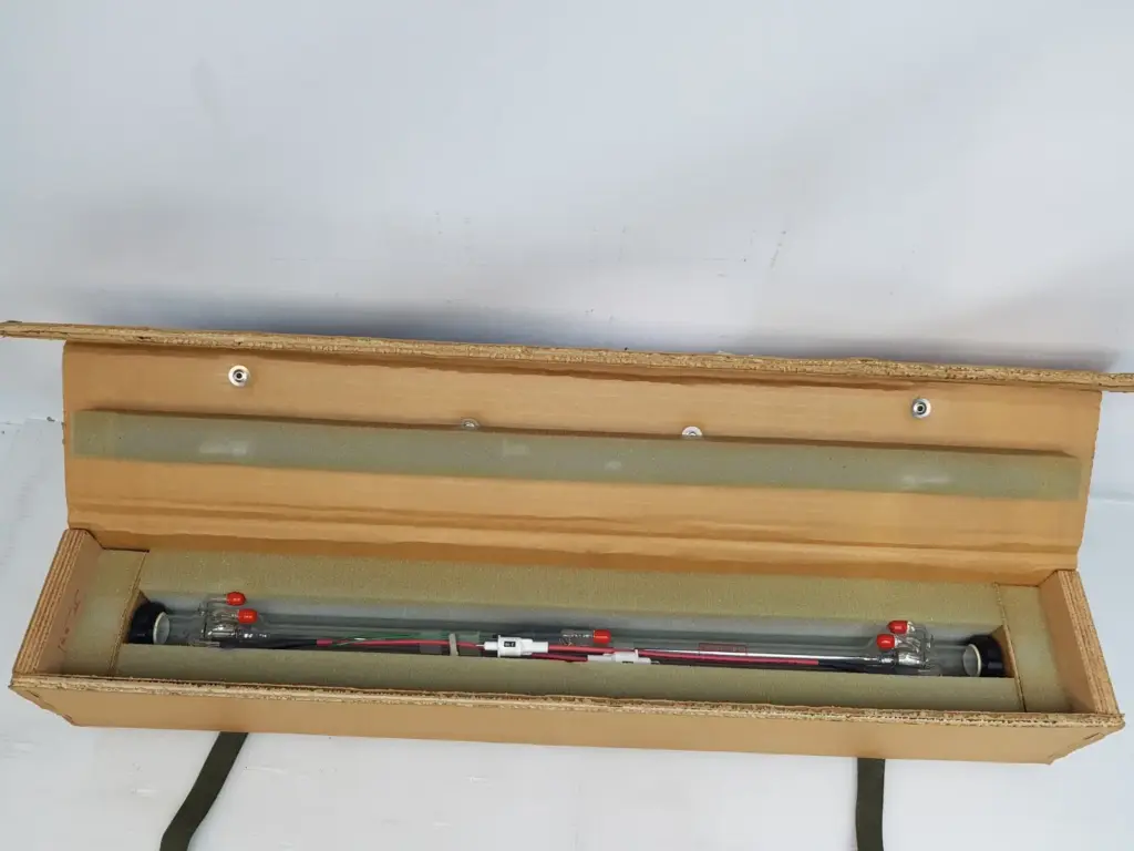 Sharplan 1040 triode laser tube in its foam-lined cardboard case