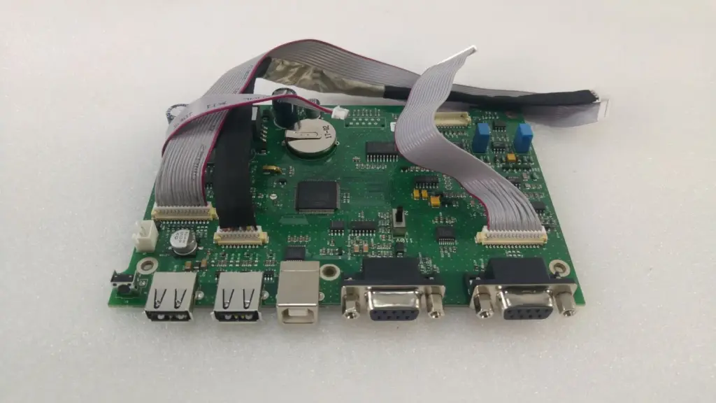 Mettler Toledo PCBA rainbow HC 30216122 board with USB, DB9 ports and ribbon cables