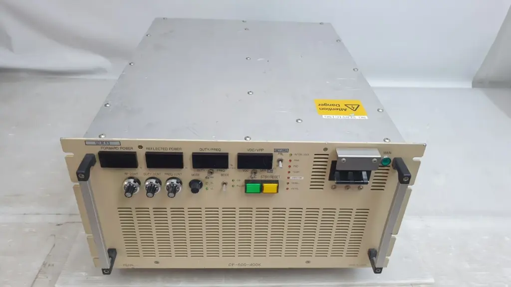 Pearl Kogyo CF-500-400K RF power supply, front panel with power meters and controls