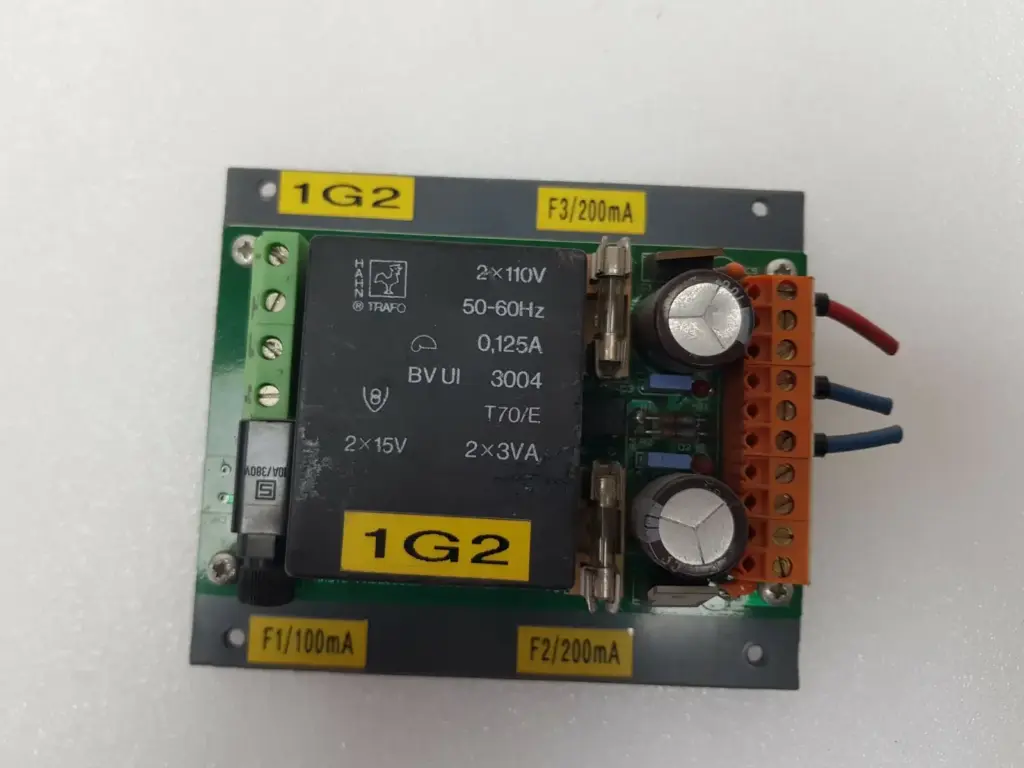 Raute Precision PTU-1700 power supply board with Hahn 2x15V transformer and fuses F1-F3