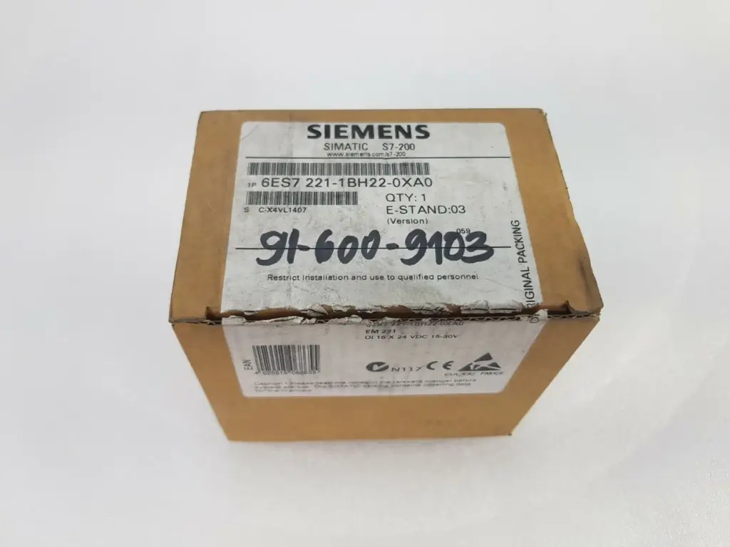 Siemens SIMATIC S7-200 box label 6ES7 221-1BH22-0XA0, E-Stand 03, EM 221 DI 16 x 24 VDC