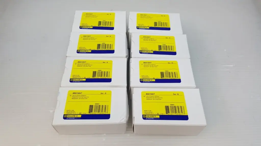 Eight Square D boxes of 8501NH7 Ser. B hold-down springs, 10 per box, by Schneider Electric
